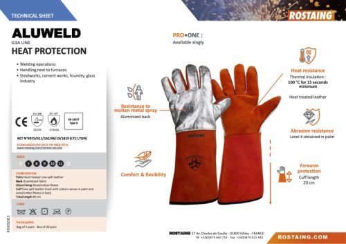 ALUWELD Hegesztő kesztyű aluminium háttal  7