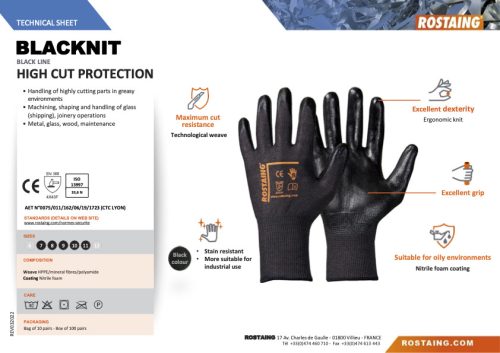 BLACKNIT Vágásbiztos nitril bevonatú kesztyű  8