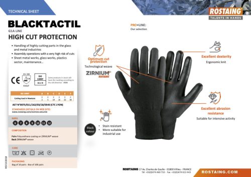 BLACKTACTIL Vágásbiztos ipari szerelőkesztyű  9