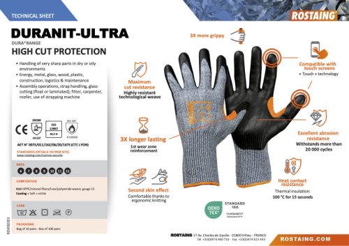 DURANIT-ULTRA Vágásbiztos szerelőkesztyű  8