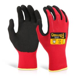 GLOVEZILLA NITRIL NYLON KESZTYŰ Piros S