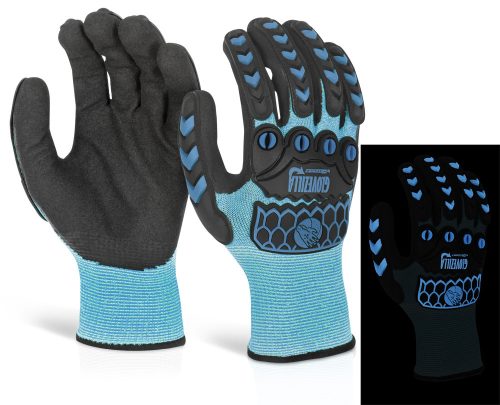 GLOVEZILLA GLOW NITRIL KESZTYŰ Kék L