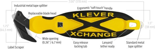 KLEVER XChange35 biztonsági kés Sárga- fekete 