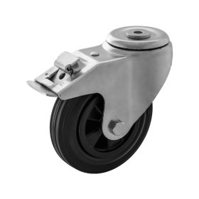 Hátfuratos - fékes műanyagfelnis tömörgumis kerék 