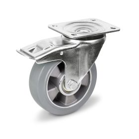 Forgó - fékes Szürke gumis nyommentes kerék 160 mm