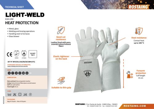 LIGHT-WELD kecskebőr, hosszú szárú hegesztőkesztyű  8