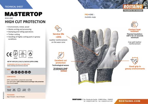 MASTERTOP magas vágásállóságú védőkesztyű  9
