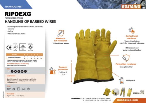 RIPDEXG Vágásálló bőr szerelőkesztyű  9