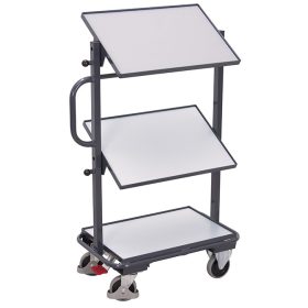 ESD anyagösszekészítő kocsi 3 dönthető ESD polccal