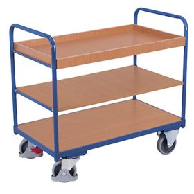 Alacsony tálcás polcos kocsi 3 rakfelülettel