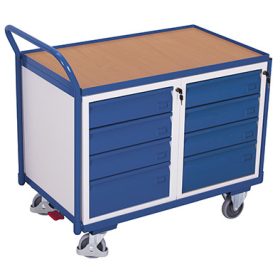 Műhelykocsi 1 rakfelülettel- 8 db zátrható fiókkal