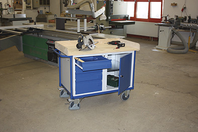 Műhelykocsi 1 rakfelülettel- 4 db záható fiókkal és tárolóval