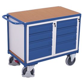 Műhelykocsi 1 rakfelülettel, 8 db fiókkal