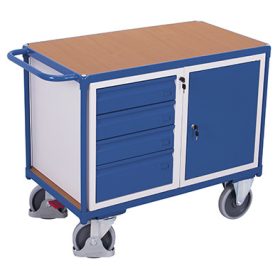 Műhelykocsi 1 rakfelülettel, fiókkal és tárolóval