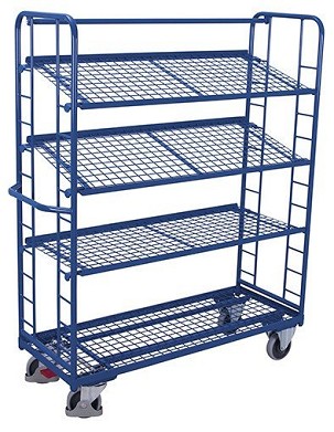 Polcos kocsi 4 fémhálós polccal