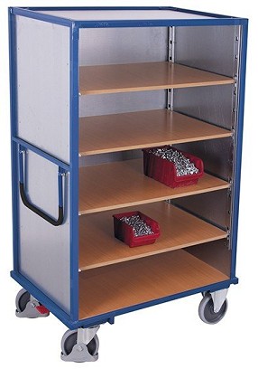 Polcos kocsi fixen hegesztett, 5 rakfelület, 3 oldalfal