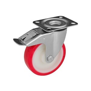 Forgó - fékes Poliuretán futófelületű kerék 125 mm