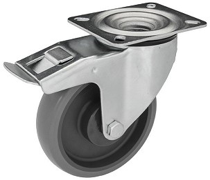 Forgó - fékes Szürke gumis nyommentes kerék 125 (40) mm