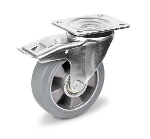 Forgó - fékes Szürke gumis nyommentes kerék 160 mm