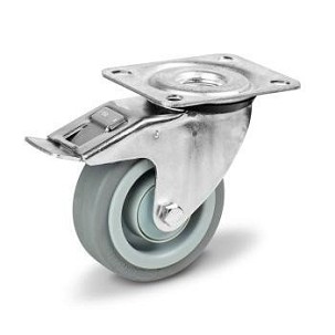 Forgó - fékes Szürke gumis nyommentes kerék 160 mm