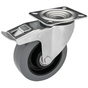 Forgó - fékes Szürke gumis nyommentes kerék 200 mm