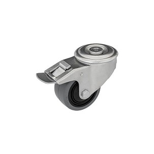 Hátfuratos - fékes Szürke gumis nyommentes kerék 100 mm