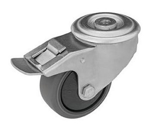 Hátfuratos - fékes Szürke gumis nyommentes kerék 125 (40) mm