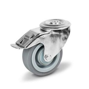 Hátfuratos - fékes Szürke gumis nyommentes kerék 200 mm