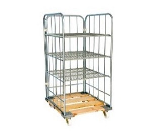 Rolly kocsi 3 oldalfallal 1600 - 3 db rácsos polccal - fa