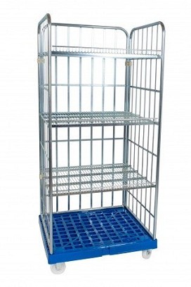 Rolly kocsi 3 oldalfallal 1600 - 3 db rácsos polccal - piros