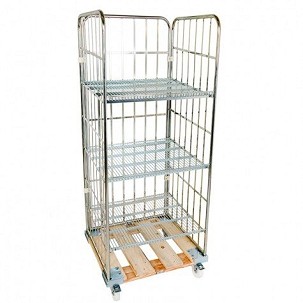 Rolly kocsi 3 oldalfallal 1600 - lejtős polccal - fa