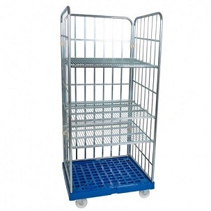 Rolly kocsi 3 oldalfallal 1600 - lejtős polccal - szürke