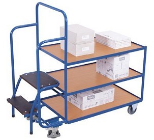 Alacsony anyagösszekészítő asztalkocsi 3 polccal