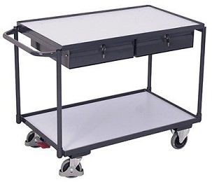 ESD asztalkocsi 2 rakfelülettel és 2 fiókkal
