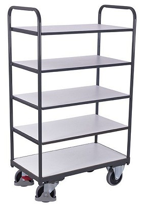 Magas ESD polcoskocsi 5 db rakfelülettel